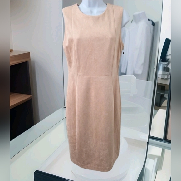 178 Calvin Klein Primrose Pink Suede A-Line Shift Dress, Size 6 - Picture 2 of 8